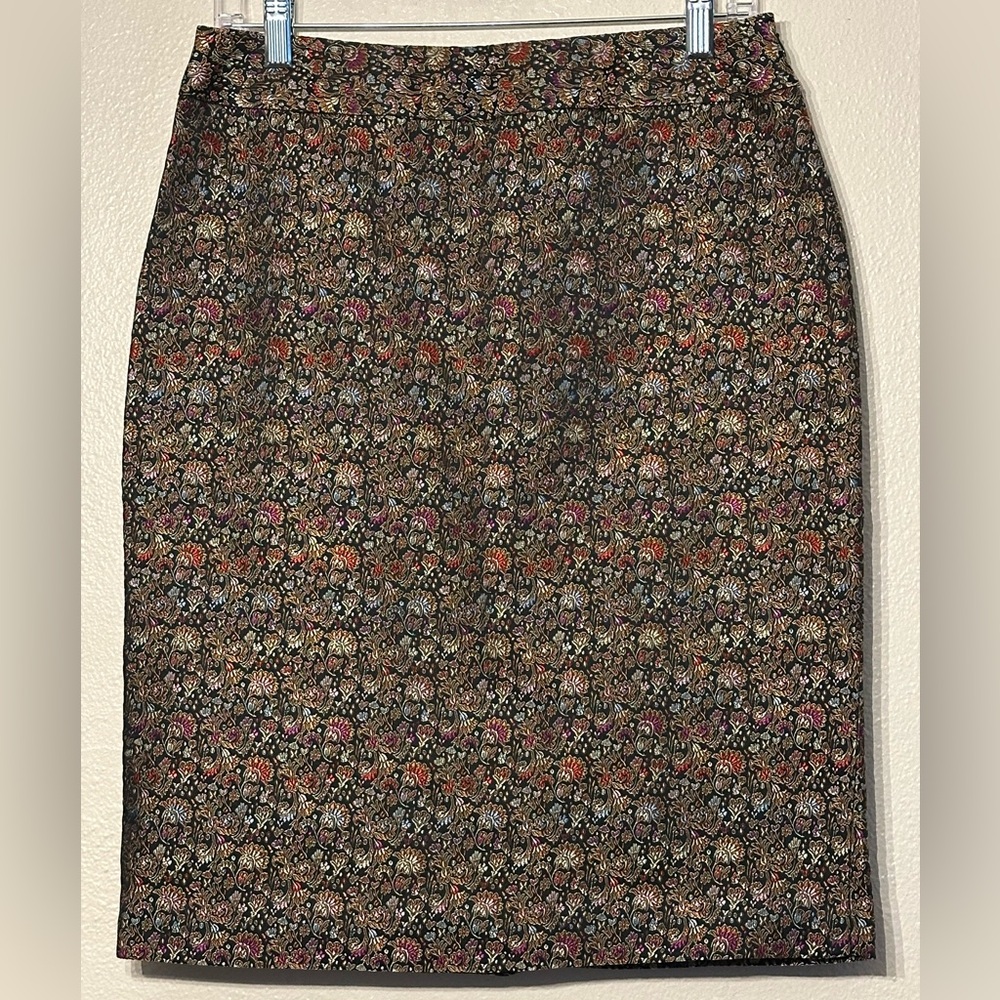 W.DN.Y. Women’s Brocade Pencil Skirt Size 8 Metallic Tones Rockabilly Pinup